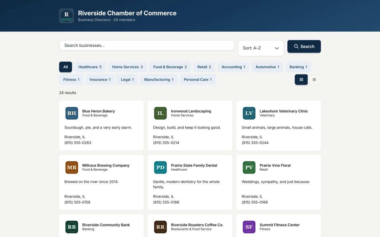 The AI directory concierge interprets a specific visitor question and suggests the right member.